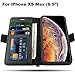 iPhone Xs Max Wallet Case [3D Full Cover] AUNEOS Premium Leather Case for iPhone Xs Max (6.5’’) [Genuine Leather] [Card Slots] [Flip Stand] Folio Flip Case Cover for iPhone Xs Max (6.5’’) (Black)