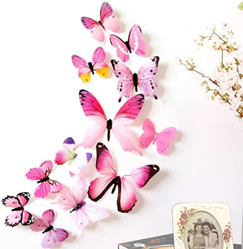 Loaest 3D Three-Dimensional Wall Stickers Bedroom Living Room Decor Wallpaper Wallpaper - Classroom Layout Simulation Butterfly,Powder