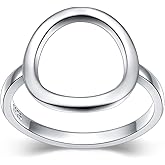 DAOCHONG Sterling Silver Classical Simple Plain Ring Open Circle Karma Statement Promise Ring Karma Ring for Women