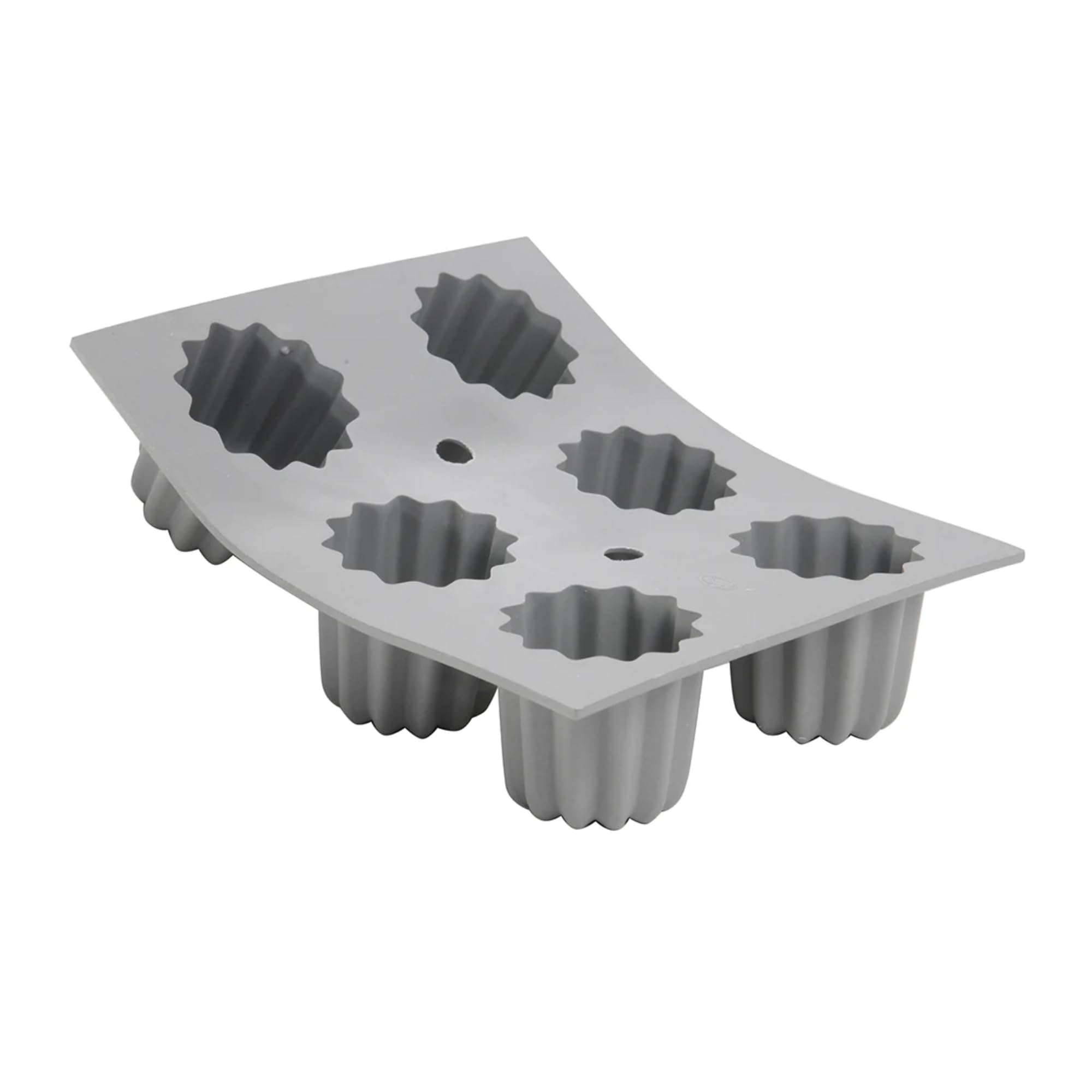 De Buyer 1834.21D Elastomoule Silicone Mould - 6 Bordelais Fluted Cakes, 8.2 cl Capacity
