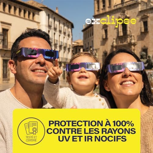 Lunettes Éclipse Solaire 10 Pack avec 3 Filtres Smartphone – Certifiées ISO 12312-2 et CE & UKCA, Kit Complet pour Observer et Photographier l’Éclipse 2026