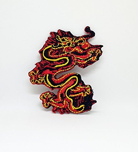 Black & Gold Chinese Dragon Iron/Sew On Embroidered Patch