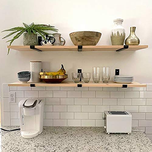 image for LuckIn 4-Pack 8 Inch Sturdy Metal Lip Bracket for DIY Floating Shelf, 