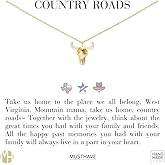 Western Bull Skull Pendant Necklace - MUSTHAVE 18K Gold Plated Texas Cubic Bull's Head Necklace, Rustic Charm, CZ Horns, Boho Layering Jewelry, Lucky Cow Skull Necklace for Women, 16+2 inch Extender, Message Card, Unisex (Yellow Gold)