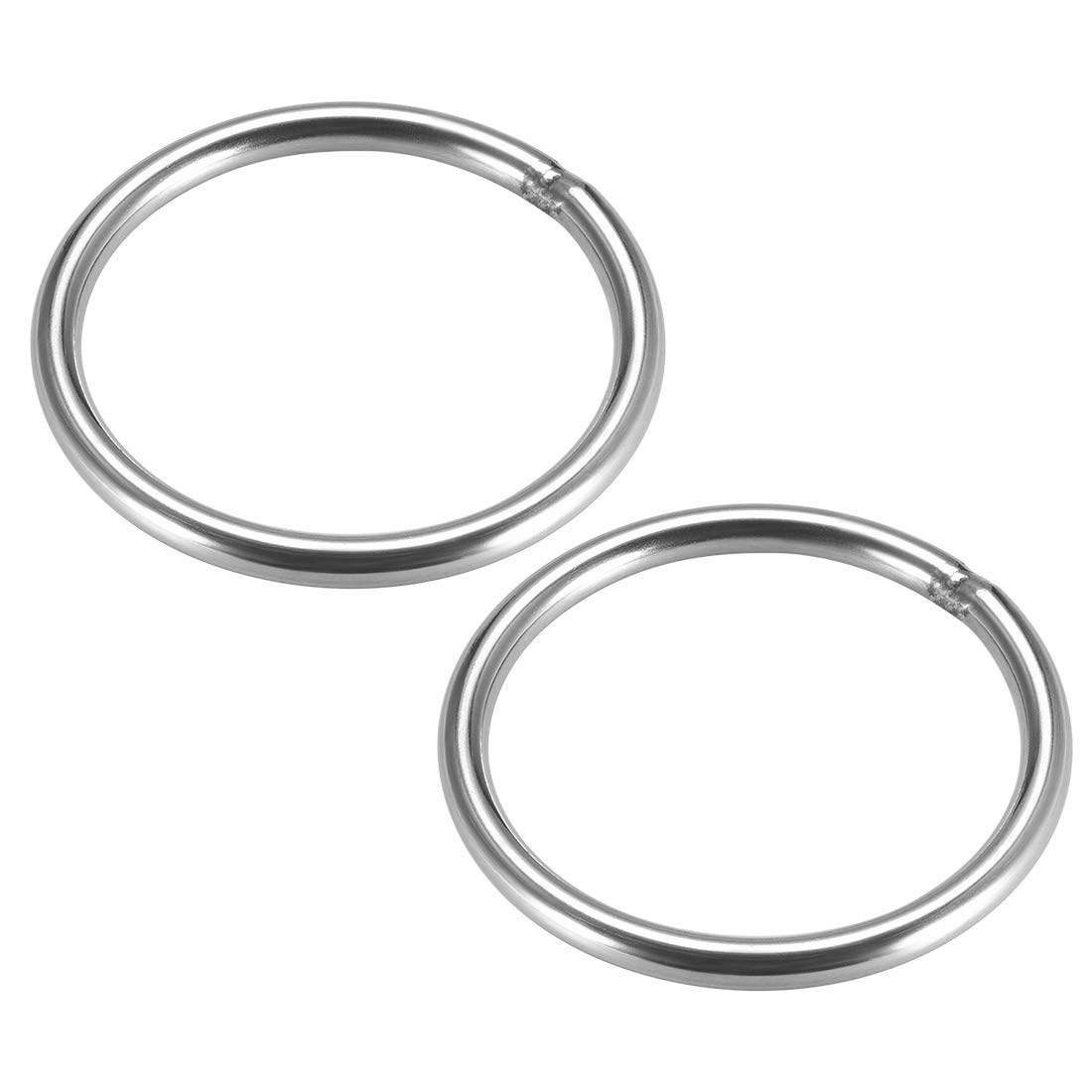 sourcing map 201 Stainless Steel O Ring 60mm(2.36") Outer Diameter 5mm Thickness Strapping Welded Round Rings 2pcs