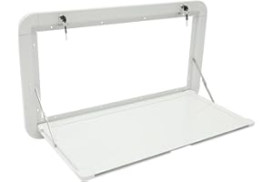 BIXIBIN Foldable RV Table Wall-Mounted, Aluminum Alloy Camper Dining Table, 55 lbs Load Capacity, White Portable Table for Travel Trailers, Caravans, and Outdoor Use