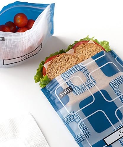 SET OF 4 RUSSBE SNACK/SANDWICH BAGS SQUARE LINEN