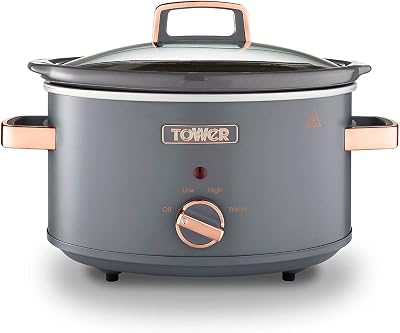 Tower Cavaletto 3.5 Litre Slow Cooker Grey Rose Gold T16042GRY