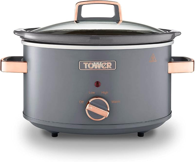 Tower Cavaletto 3.5 Litre Slow Cooker Grey Rose Gold T16042GRY