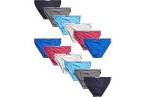 U.S. Polo Assn. Mens Bikini Underwear - 12 Pack Cotton Blend String Classic Stretch Mens Brief with Contour Pouch