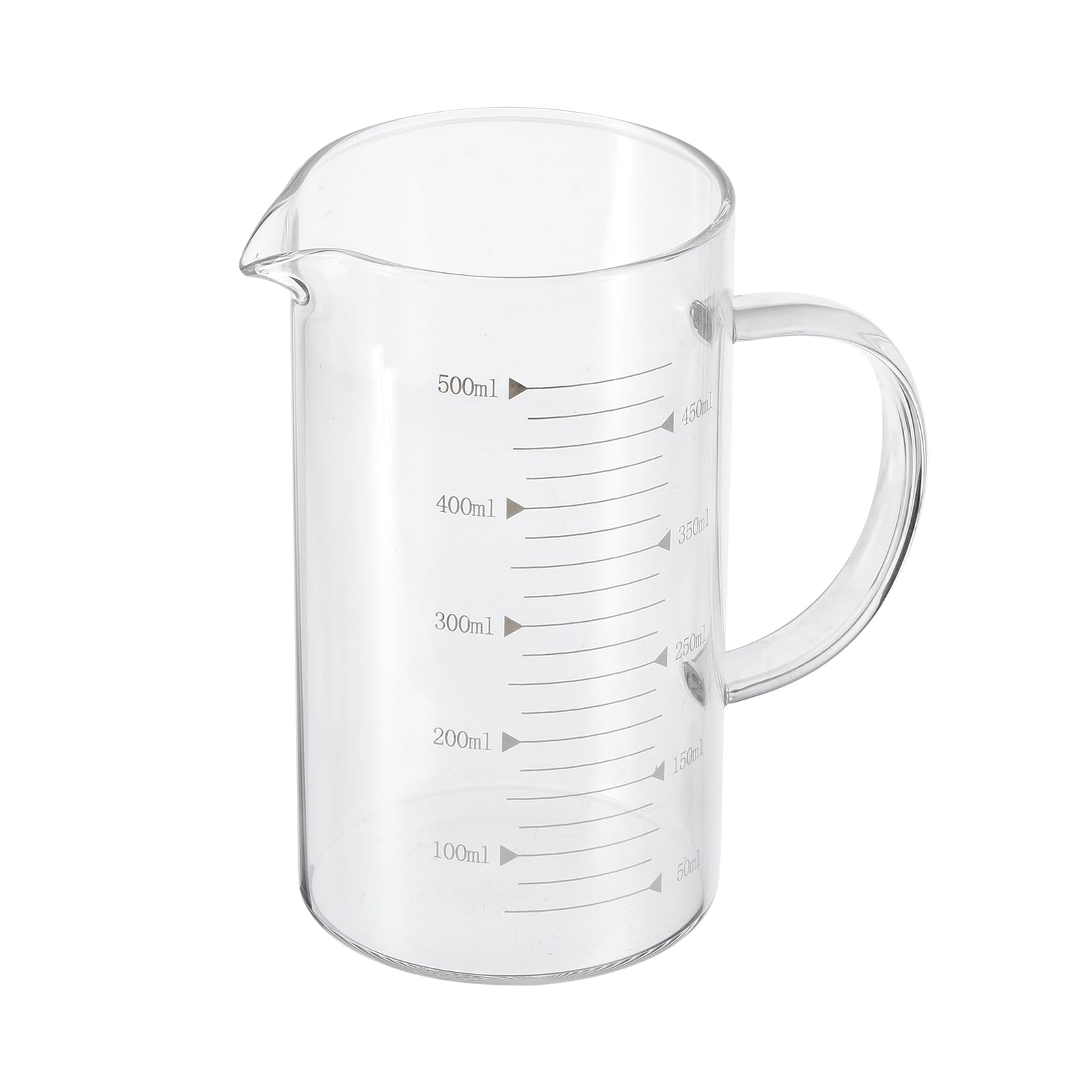 PATIKIL 500ml Glass Measuring Cup, 3.3 Borosilicate Glass Graduated White Printed Scale Liquid Measure Cups Beaker with V-Shaped Spout for Kitchen