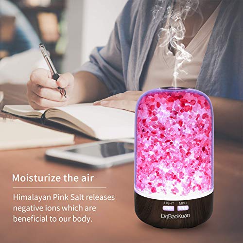 Ultrasonic Salt Lamp Diffuser with Aromatherapy, 100% Pure Himalayan Salt, Essential Oil Diffusers 7 Light Settings, 120ml Tank Lasts Up to 8 Hr