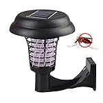 Erjia Solar-Powered Mosquito Bug Zapper, Outdoor Flying Insect Killer,Portable LED UV Wall-mounted Insect Eliminator Lamp for Garden Hotel Pet Control Lover