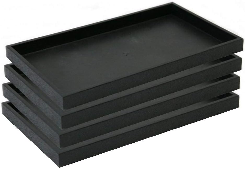 4 Piece 1Inch Deep Full Size Black Plastic Stackable
