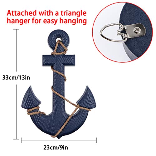 MDLUU-Wooden-Ship-Wheel-Wood-Anchor-Decor-11-Ship-Rudder-Decor-13-Anchor-Wall-Hanging-Ornament-for-Mediterranean-Nautical-Room-Party-Decor-Pack-of-2-Navy-Blue MDLUU Wooden Ship Wheel, Wood Anchor Decor, 11" Ship Rudder Decor, 13" Anchor Wall Hanging Ornament for Mediterranean Nautical Room, Party Decor, Pack of 2 (Navy Blue)