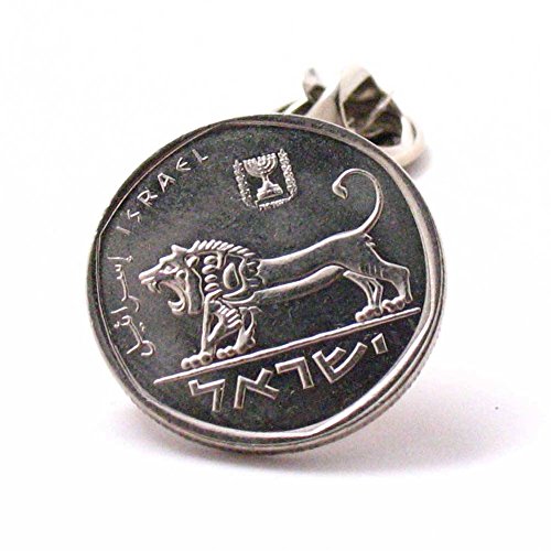Israel Coin Tie Tack Lapel Pin Suit Flag Israeli Jew Hebrew Bible Torah Jewish Biblical Lion of Judah Palestine Army