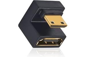 Duttek 180 Degree Mini HDMI to HDMI Adapter (8K@60Hz, 48Gbps) U Shaped HDMI to Mini HDMI Adapter, UHD Down Angle Mini HDMI Ma