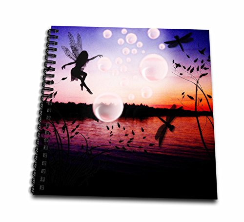 3dRose db_48975_2 Fairy with Dragonflies and Bubbles Over Pond Memory Book, 12…
