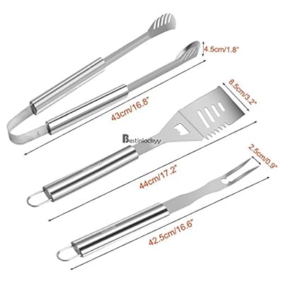 3pcs Stainless Steel BBQ Grill Tools Set Barbecue Accessories Utensils