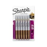 Sharpie 1823889 Metallic Fine Point Permanent Marker, Metallic Gold, 6-Pack