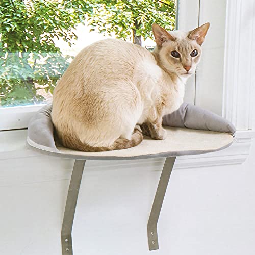 Etna Window Mount Cat Perch Small Pet Window Seat Cat Ledge, Gray