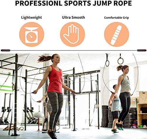 YeeSite-Skipping-Rope-Ball-Bearings-Tangle-Free-Jump-Rope-with-Memory-Foam-Handles-Adjustable-Jumping-Rope-for-Aerobic-Exercise-Fitness-Gym-Strength-Training-2-Pack