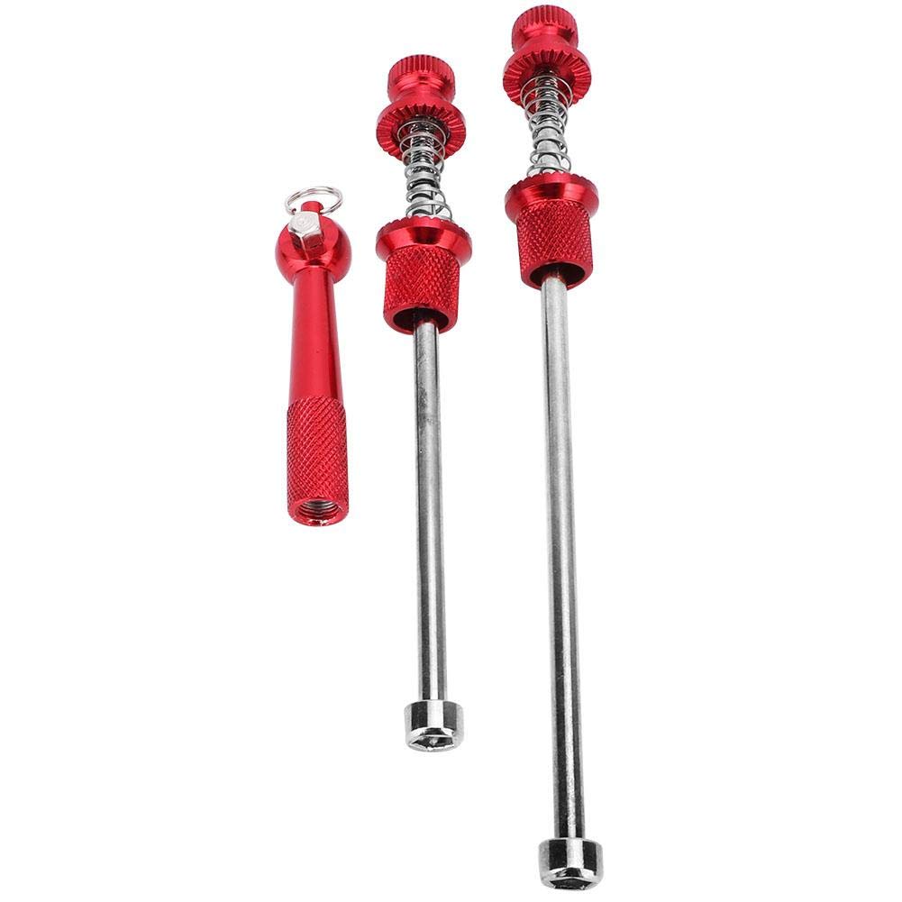 Aluminum Alloy Bike Quick Release Skewer Set - Safety Anti-Theft Wheel Locking Security for Mountain Road Cycling (Red)
