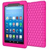 MoKo Case for All-New Amazon Fire HD 8 Tablet (7th and 8th Gen, 2017 and 2018 Release) - [Honey Comb Series] Light Weight Shock Proof Soft Silicone Back Cover [Kids Friendly] for Fire HD 8, Magenta