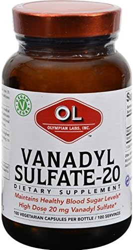 2Pack! Olympian Labs Vanadyl Sulfate with Niacin - 20 mg - 100 Capsules