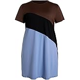 SOLY HUX Women's Plus Size Dress Color Block Short Sleeve T Shirt Dress Casual Summer Dresses