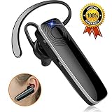 New bee Bluetooth Earpiece V5.0 HD Stereo Ultralight Wireless Handsfree Headset 12Hrs Talktime Noise Cancelling Mic Driving Headset Compatible with iPhone Android Businessman Driver Trucker