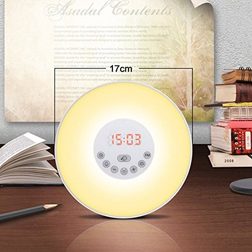 Wake Up Light, Elfeland Sunrise Alarm Clock with Sunrise/Sunset Simulation Touch Control Digital Alarm Clock with 6 Natural Sounds and FM Radio/10 Brightness Levels/Snooze Function Alarm Clock