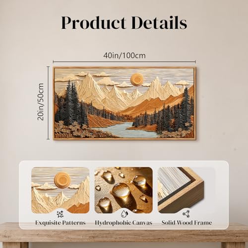hyidecorart Montaña Bosque Moderno Marcos Cuadros Decoracion 50x100 cm | Motivos Finos, Impresión HD, Grandes Formatos, Fácil de Colgar, Tejido de Lienzo, Decoración Mural Tranquila, Arte Regalo