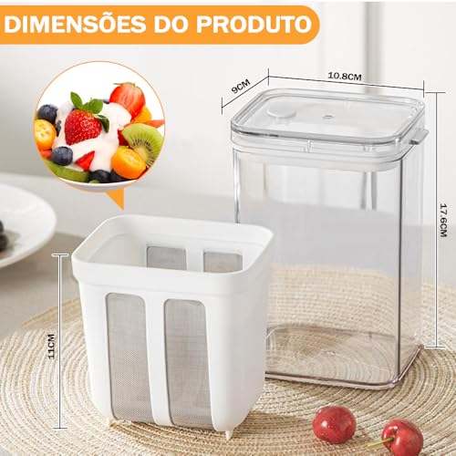 1100 ml Peneira Ultrafina para Iogurte, Peneira para Iogurte Doméstica, Separador de Soro de Leite