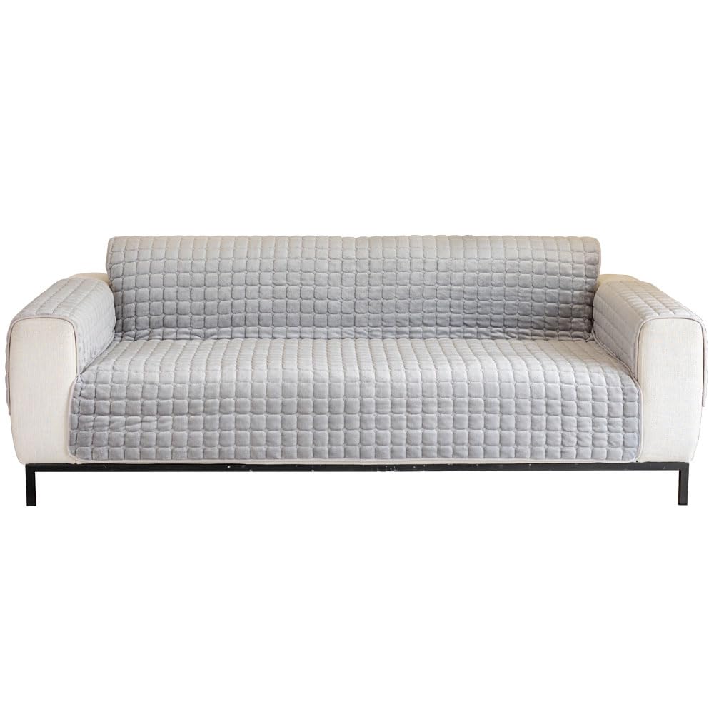 NUODWELL Upgraded Recliner Chair Cover with Pockets, Plush Non Slip Armchair Cover, Super Soft Washable Sofa Slipcover Furniture Protector Cover for Kids and Pets (Grey with Pockets, 167 * 190CM)