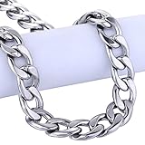 Trendsmax 11mm Mens Boys Curb Cuban Link Chain Silver Tone Stainless Steel Necklace 18-36inch