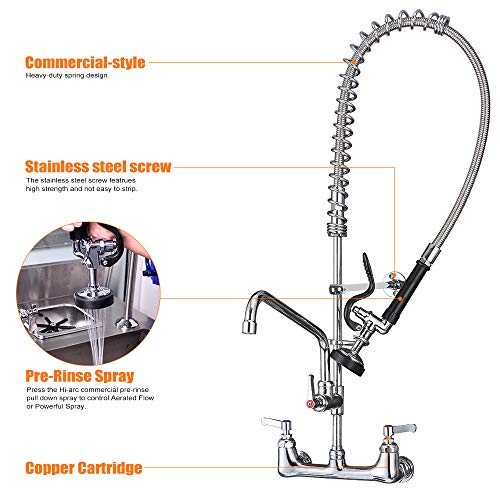 image for MSTJRY Commercial Sink Faucet with Pre-Rinse Sprayer Brass Constructed