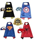 FAJ Satin Superhero Cape & Mask Sets,Pack of 4