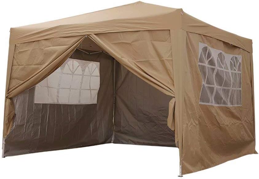 HKN Beige Waterproof 3.0Mx3.0M Pop Up Gazebo Marquee Garden Awning Party Tent Canopy