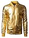 JOGAL Men's Metallic Party Costume Varsity Bomber Jacket Medium Gold