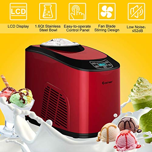 COSTWAY Ice Cream Maker, 1.6 Quart Automatic Ice Cream Machine Electric