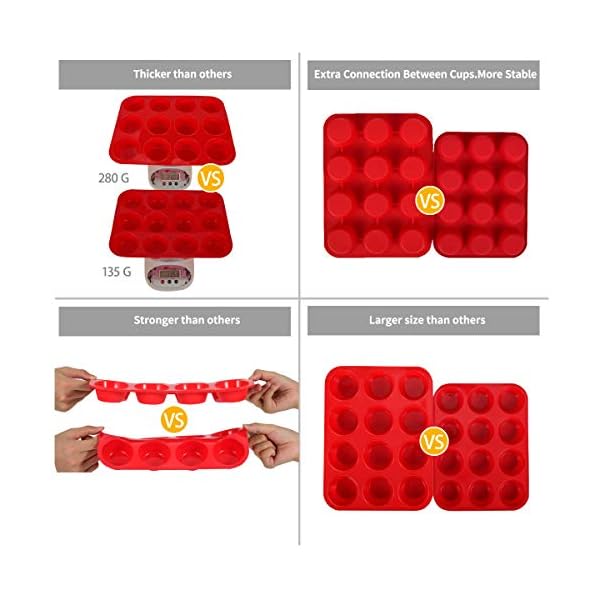 SUPER KITCHEN Set of 2 Large Muffin Tray 12 Cup Silicone Muffin Pan, Non-Stick Muffin Cupcake Tin, Baking Mould for…