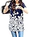 EachWell Women Short Sleeve Oversize Floral Printed Dress Top Blouses Long Shirt(Blue&White)