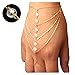 Suyi Elegant Crystal Finger Ring Bracelet Attached Link Hand Harness Bangle 6 Crystal