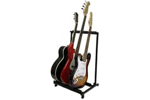 ZENISON 3 Guitar Stand - Multiple Three Instrument Display Rack Folding Padded Organizer