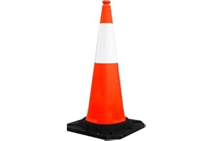 39 Inch Reflective Traffic Cone | PPC Safety Cone with Weighted PE Base | High Visibility Multipurpose Cone - Red | Road Park