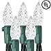 Holiday Essence Led Christmas Lights 60 Faceted LED String Lights Set C6 Green Wire Indoor and Outdoor Decoration, Patio and Christmas Tree Energy Efficient LED Bulbs, UL Listed Cool White