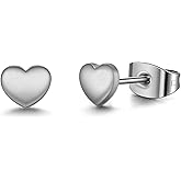 TGNEL Tiny Heart Titanium Earrings for Men Women, Fashion Love Hypoallergenic Stud Earring for Sensitive Ears