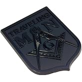 Mason Traveling Man Black on Black Masonic Plastic car auto Emblem Decal Sticker