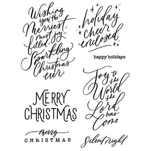Merry Christmas Happy Holiday Friendly Phrases Pretty Patterns Silicone Clear Stamps for Clear Stamps for Card Making Decoration and DIY Scrapbooking Embossing Album Decor Handmade Craft